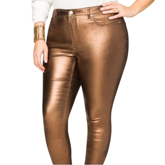 Ashley Stewart NWT Nomad Bronze Metallic Jeans Size 18 - Picture 4 of 11